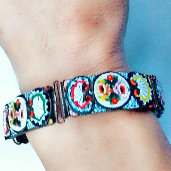 Spectacular Vintage Gold Micro-Mosaic Italian Bracelet - Picture 2 of 8